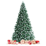 9ft Unlit Artificial Snow Flocked Christmas Tree with Pine Cones and Metal Stand