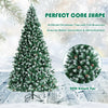 9ft Unlit Artificial Snow Flocked Christmas Tree with Pine Cones and Metal Stand