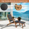 Outdoor Acacia Wood Folding Wicker Chaise Lounge Patio Lounge Chair with Retractable Footrest