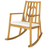 Acacia Wood Outdoor Rocking Chair Porch Rocker with Armrest & Cushion for Garden Backyard Deck