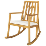 Acacia Wood Outdoor Rocking Chair Porch Rocker with Armrest and Cushion for Garden Deck
