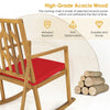 Acacia Wood Outdoor Rocking Chair Porch Rocker with Armrest and Cushion for Garden Deck