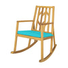 Acacia Wood Outdoor Rocking Chair Porch Rocker with Armrest & Cushion for Garden Backyard Deck