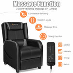Adjustable Gaming Recliner Chair Racing Style PU Leather Single Recliner Sofa with Massage Function & Footrest