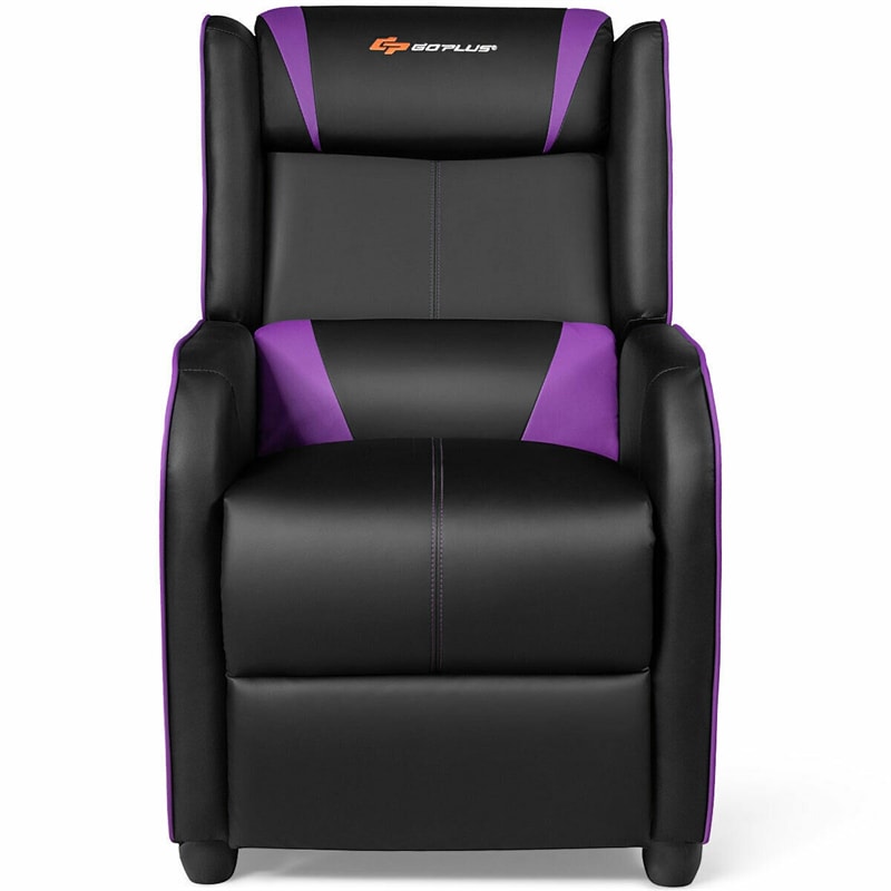 Adjustable Gaming Recliner Chair Racing Style PU Leather Single Recliner Sofa with Massage Function & Footrest