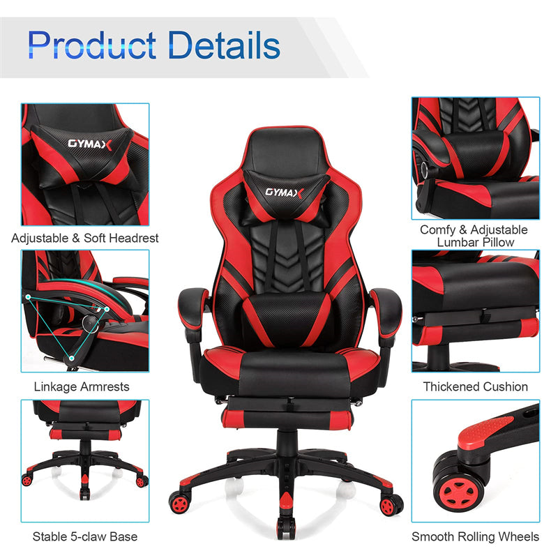 Adjustable Gaming Chair Ergonomic High Back Office Chair with Footrest Headrest Lumber Support