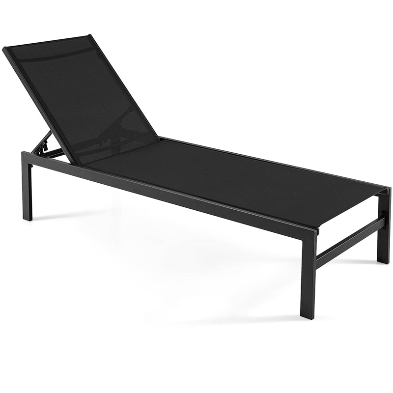 Aluminium Outdoor Chaise Lounge 6-Position Adjustable Patio Lounge Chair for Poolside Backyard