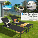 Aluminium Outdoor Chaise Lounge Chair 6-Position Adjustable Patio Recliner for Poolside Backyard