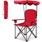 Folding Beach Canopy Chair Lawn Fool Chair with Cup Holders and Carrying Bag - Bestoutdor