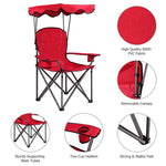 Folding Beach Canopy Chair Lawn Fool Chair with Cup Holders and Carrying Bag - Bestoutdor