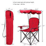 Folding Beach Canopy Chair Lawn Fool Chair with Cup Holders and Carrying Bag