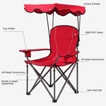 Folding Beach Canopy Chair Lawn Fool Chair with Cup Holders and Carrying Bag - Bestoutdor