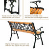50" Outdoor Park Garden Bench Porch Path Chair Rose Cast Iron Hardwood Frame Porch Loveseat
