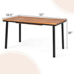 55" Acacia Wood Outdoor Dining Table Rectangle Patio Dining Table with Umbrella Hole & Acacia Wood Top