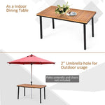 55" Wooden Outdoor Dining Table with Umbrella Hole & Acacia Wood Top