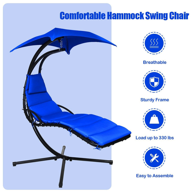 Hanging Chaise Lounge Hammock Outdoor Lounge Chair Swing Chair with Pillow