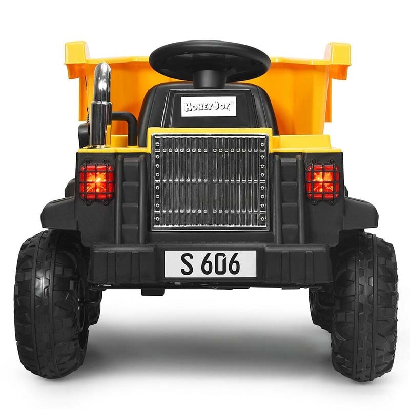 Kids Ride On Dump Truck 12V Battery Powered RC Construction Vehicle Ride On Tractor with Bucket & Electric Dump Bed