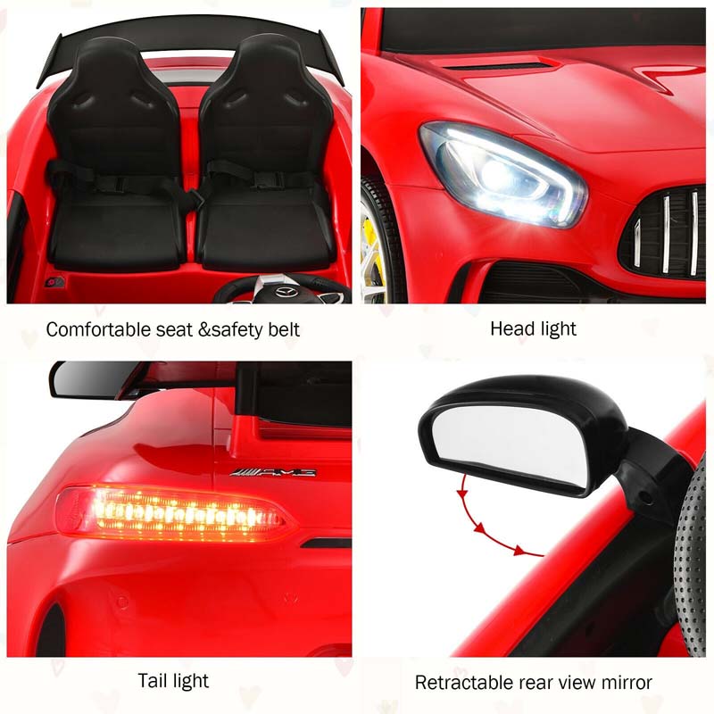 12V Kids 2-Seater Ride On Car Mercedes Benz AMG GTR Electric Vehicle with Remote Control LED Lights