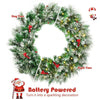 24" Spruce Pre-lit Snowflocked Artificial Christmas Wreath with 50 LED Lights