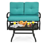 2 PCS Patio Loveseat Bench Table Set Cushioned Chair Conversation Sofa Set