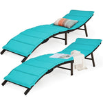 Bestoutdor 2Pcs Rattan Folding Patio Lounger Chair with Double Sided Cushions