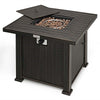 30" Square Gas Fire Pit Table 50,000 BTU Steel Outdoor Propane Fire Pit Table with Lid, Lava Rocks & Waterproof Cover
