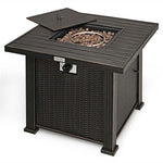 30" Square Gas Fire Pit Table 50,000 BTU Steel Outdoor Propane Fire Pit Table with Lid, Lava Rocks & Waterproof Cover