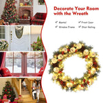 30" Pre-lit Snowflocked Artificial Christmas Wreath with 50 LED Lights