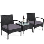 Bestoutdor 3 Pcs Patio Wicker Rattan Bistro Set Coffee Table & 2 Chairs with Cushions - Bestoutdor