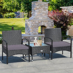 Bestoutdor 3 Pcs Patio Wicker Rattan Bistro Set Coffee Table & 2 Chairs with Cushions - Bestoutdor