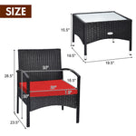 Bestoutdor 3 Pcs Patio Wicker Rattan Bistro Set Coffee Table & 2 Chairs with Cushions - Bestoutdor