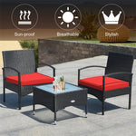 Bestoutdor 3 Pcs Patio Wicker Rattan Bistro Set Coffee Table & 2 Chairs with Cushions - Bestoutdor