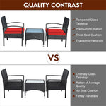 Bestoutdor 3 Pcs Patio Wicker Rattan Bistro Set Coffee Table & 2 Chairs with Cushions - Bestoutdor