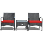 Bestoutdor 3 Pcs Patio Wicker Rattan Bistro Set Coffee Table & 2 Chairs with Cushions - Bestoutdor