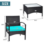 Bestoutdor 3 Pcs Patio Wicker Rattan Bistro Set Coffee Table & 2 Chairs with Cushions - Bestoutdor