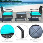 Bestoutdor 3 Pcs Patio Wicker Rattan Bistro Set Coffee Table & 2 Chairs with Cushions - Bestoutdor