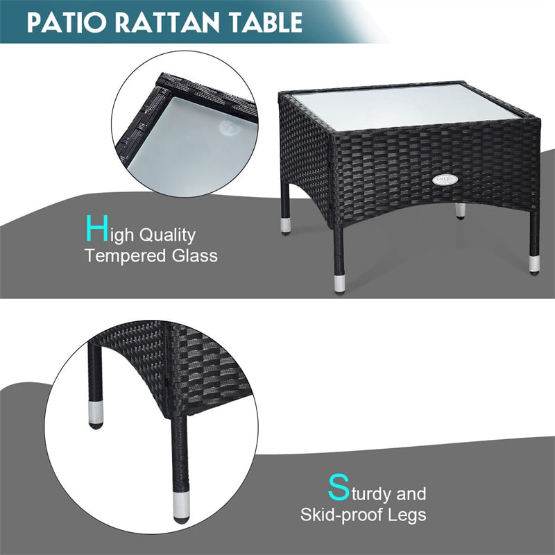 Bestoutdor 3 Pcs Patio Wicker Rattan Bistro Set Coffee Table & 2 Chairs with Cushions - Bestoutdor