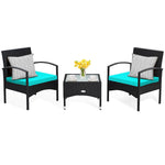 Bestoutdor 3 Pcs Patio Wicker Rattan Bistro Set Coffee Table & 2 Chairs with Cushions - Bestoutdor