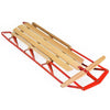 54" Kids Steel Wooden Snow Racer Sled with Metal Runners and Steering Bar