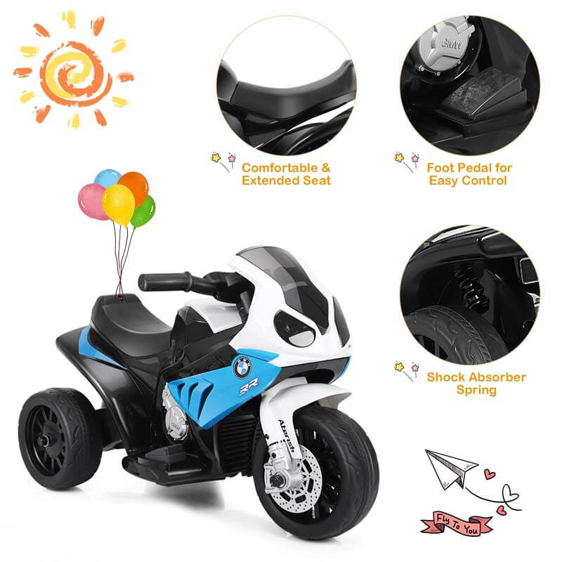 Kids Ride on Motorcycle Licensed BMW 6V Battery Powered 3-Wheel Motorcycle Toy with Lights & Music