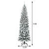 7.5FT Unlit Hinged Snow-flocked Artificial Pencil Christmas Tree with 641 Tips
