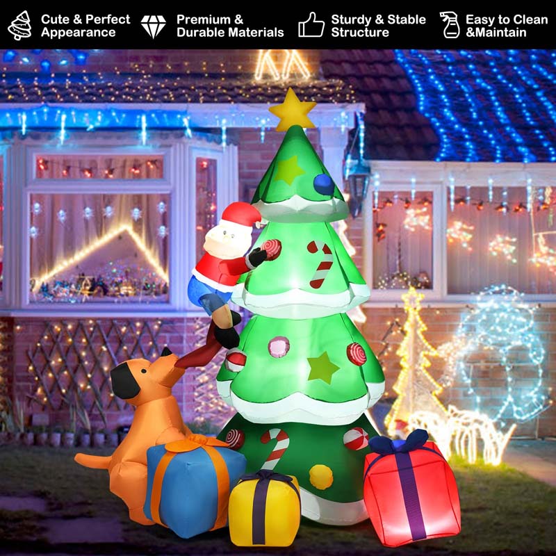 7FT Inflatable Christmas Tree Santa Decor with LED Lights