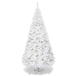 7FT White PVC Hinged Pine Snow-flocked Artificial Christmas Tree with Metal Stand