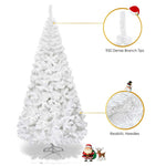 7FT White PVC Hinged Pine Snow-flocked Artificial Christmas Tree with Metal Stand