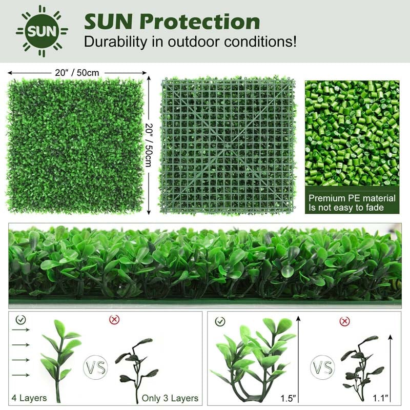 Faux Greenery Privacy Panels, Set of 12 - Boxwood