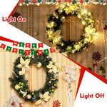 24 Inch Pre-lit Artificial Christmas Wreath with Mixed Decorations