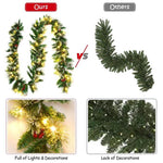 9FT Pre-lit Snow Flocked Tips Christmas Garland with Red Berries 50 Lights