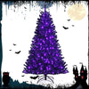 6FT Black Artificial Christmas Halloween Tree with Purple LED Lights