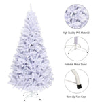 6FT White Hinged Artificial Christmas Tree with Metal Stand