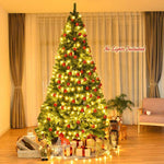 9FT Premium Unlit Hinged Artificial Christmas Tree Spruce Full Tree with Metal Stand